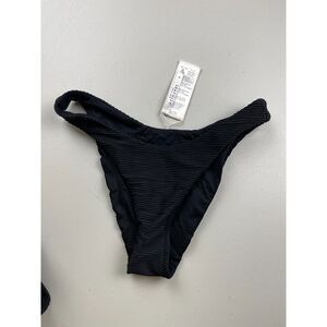 NWOT Seafolly Black Ribbed High-Cut Bikini Bottom – Size 2